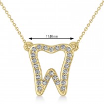 Diamond Tooth Outline Pendant Necklace 14k Yellow Gold (0.26ct)