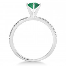 Emerald & Diamond Accented Oval Shape Engagement Ring Palladium (2.00ct)
