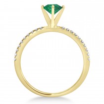 Emerald & Diamond Accented Oval Shape Engagement Ring 18k Yellow Gold (2.50ct)