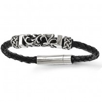 Men's Antiqued Beads Stainless Steel Braided Bracelet