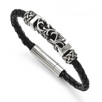 Men's Antiqued Beads Stainless Steel Braided Bracelet