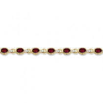 Oval Garnet & Diamond Link Bracelet 14k Yellow Gold (9.62ctw)