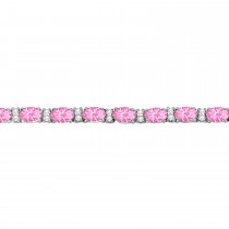 Lab Grown Diamond & Oval Cut Lab Pink Tourmaline Tennis Bracelet 14k W Gold (9.25ct)