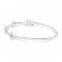 Diamond Star Bangle Bracelet 14K White Gold (0.14ct)
