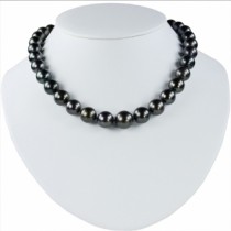 Tahitian Pearl Graduating Strand Necklace 14K Gold Clasp 11-14.6mm