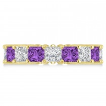 Princess Diamond & Amethyst Wedding Band 14k Yellow Gold (7.17ct)