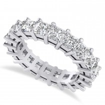 Princess Cut Diamond Eternity Wedding Band 14k White Gold (5.20ct)