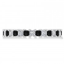 Princess Black & White Diamond Wedding Band 14k White Gold (2.32ct)