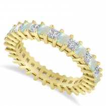 Princess Diamond & Opal Wedding Band 14k Yellow Gold (2.32ct)