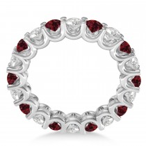Diamond & Garnet Eternity Wedding Band 14k White Gold (2.40ct)