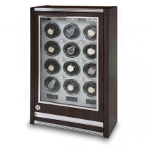 Rapport London Paramount Macassar Wood 12 Watch Winder w/ Glass Door
