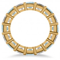Princess Diamond & Aquamarine Wedding Band 14k Yellow Gold (10.08ct)