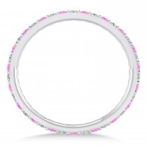 Diamond & Pink Sapphire Eternity Wedding Band 14k White Gold (0.57ct)