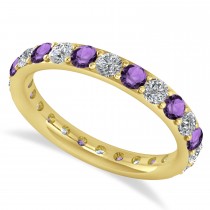 Diamond & Amethyst Eternity Wedding Band 14k Yellow Gold (1.50ct)
