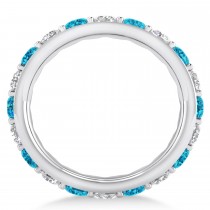 Blue & White Diamond Eternity Wedding Band 14k White Gold (2.50ct)
