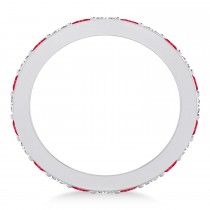 Diamond & Ruby Eternity Wedding Band 14k White Gold (1.44ct)
