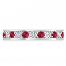 Diamond & Ruby Eternity Wedding Band 14k White Gold (1.44ct)