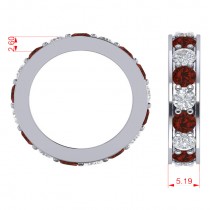 Diamond & Garnet Eternity Channel Wedding Band 14k White Gold (3.85ct)