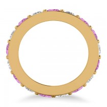Diamond & Pink Sapphire Eternity Channel Wedding Band 14k Yellow Gold (4.21ct)