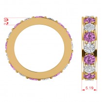 Diamond & Pink Sapphire Eternity Channel Wedding Band 14k Yellow Gold (4.21ct)