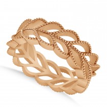 Leaf Wedding Ring Band 14k Rose Gold