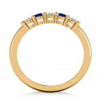 Oval Diamond & Blue Sapphire Five Stone Ring 14k Yellow Gold (1.00ct)