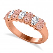 Oval Diamond & Morganite Seven Stone Ring 14k Rose Gold (1.75ct)