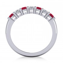 Oval Diamond & Ruby Seven Stone Ring 14k White Gold (2.15ct)