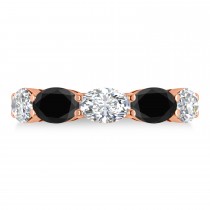 Oval Black & White Diamond Five Stone Ring 14k Rose Gold (5.00ct)