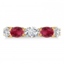 Oval Diamond & Ruby Five Stone Ring 14k Yellow Gold (5.00ct)
