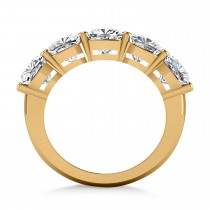 Cushion Diamond Five Stone Wedding Band 14k Yellow Gold (5.00ct)