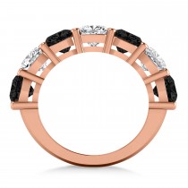 Cushion Black & Lab White Diamond Seven Stone Ring 14k Rose Gold (5.25ct)