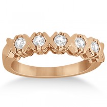 Five Stone XOXO Diamond Ring Anniversary Band 14k Rose Gold (0.75ct)