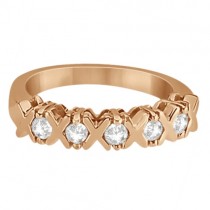 Five Stone XOXO Diamond Ring Anniversary Band 14k Rose Gold (0.75ct)