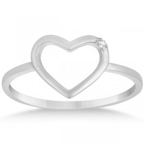Open Heart Diamond Accented Ring in 14K White Gold for Women