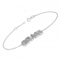 Personalized Diamond Name Bracelet Link 14K White Gold