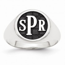 Monogram Initial Signet Fashion Ring in Sterling Silver