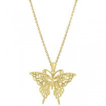 Butterfly Shaped Pendant Necklace 14K Yellow Gold