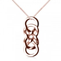 Vertical Double Infinity Pendant Necklace Plain Metal 14k Rose Gold