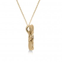 Diamond Flower Charm Pendant Necklace 14k Yellow Gold (0.03ct)