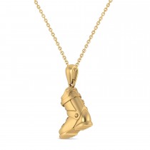 Ski Boot Charm Pendant Necklace 14K Yellow Gold