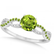 Infinity Diamond & Peridot Gemstone Engagement Ring Platinum (0.21ct)