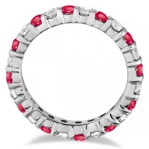 Eternity Lab Grown Diamond & Ruby Ring Band 14k White Gold (2.35ct) Size 5.5