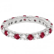 Eternity Lab Grown Diamond & Ruby Ring Band 14k White Gold (2.35ct) Size 5.5