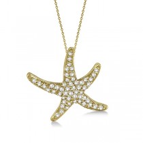 Lab Grown Diamond Starfish Pendant Necklace 14k Yellow Gold (0.55ct)