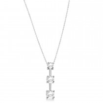 Three-Stone Graduated Diamond Pendant Necklace 14k White Gold (1.00ct)