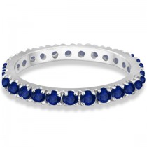 Blue Sapphire Eternity Band Wedding Ring 14K White Gold (0.50ct)