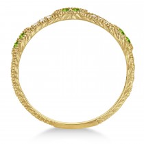 Vintage Stacking Diamond & Peridot Ring Band 14k Yellow Gold (0.15ct)